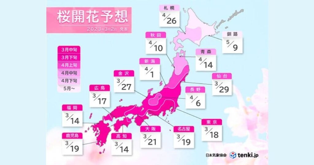 2023年桜の開花予想